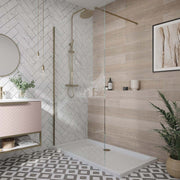 B8 Brushed Brass Walk in Shower Screen 8mm Glass, Optional Side Panel - 1200mm
