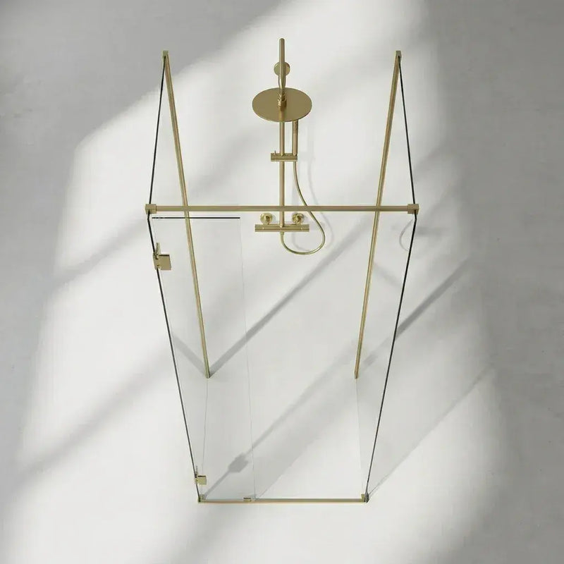 B8 Brushed Brass Walk in Shower Screen 8mm Glass, Optional Side Panel - 1000mm