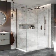 B8 Brushed Bronze Walk in Shower Screen 8mm Glass, Optional Side Panel - 760mm