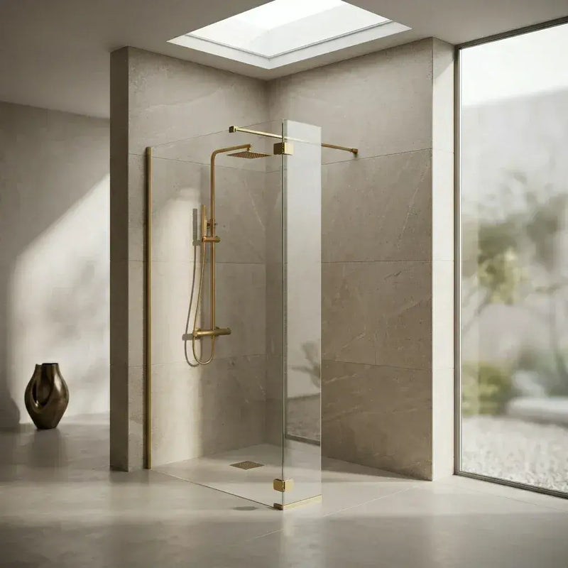 B8 Brushed Bronze Walk in Shower Screen 8mm Glass, Optional Side Panel - 800mm