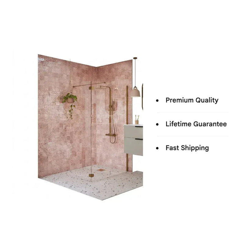 B8 Brushed Bronze Walk in Shower Screen 8mm Glass, Optional Side Panel - 800mm