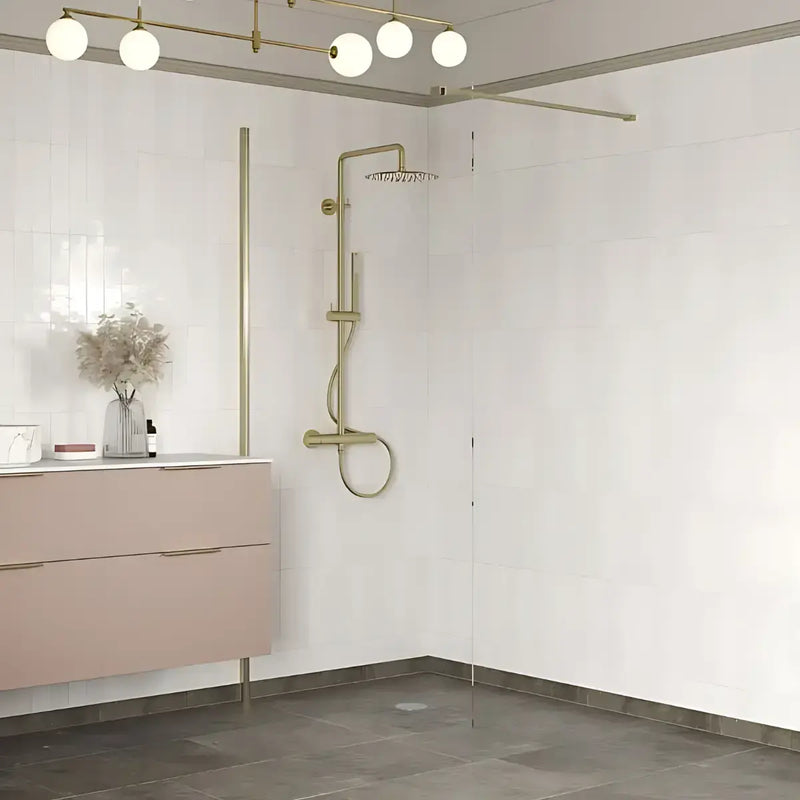 B8 Brushed Bronze Walk in Shower Screen 8mm Glass, Optional Side Panel - 760mm