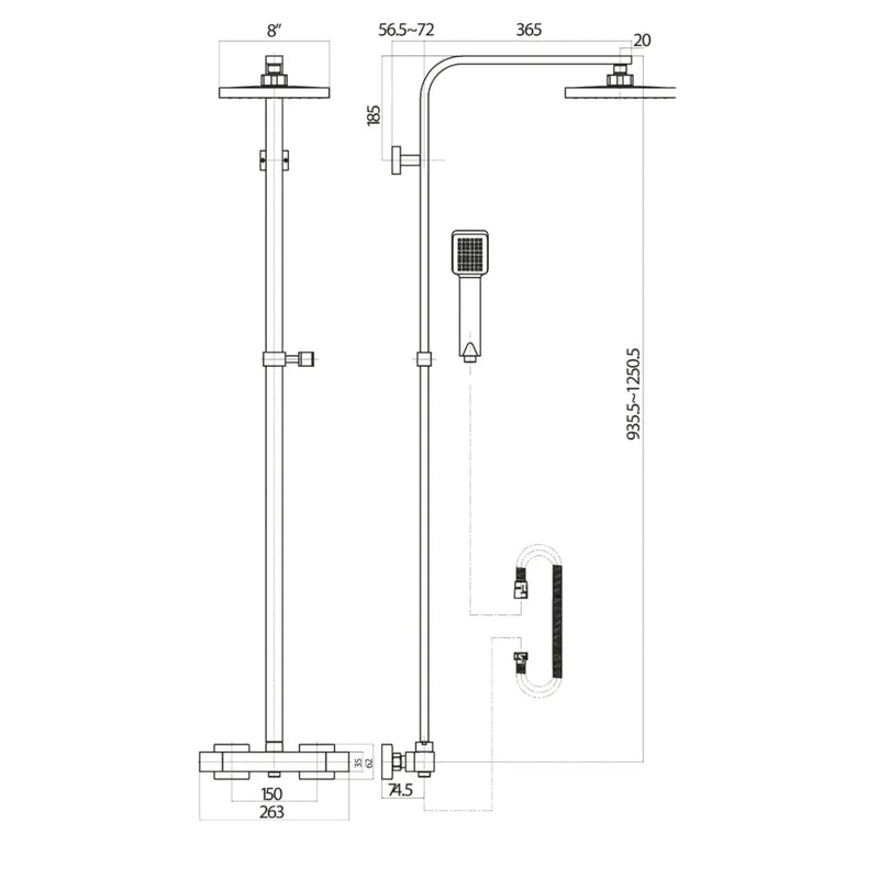 Bathcenterpro 1650mm Single Ended Bath, Plain Bath Screen, Roma Square Mixer Shower Set