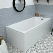 Bathcenterpro 1650mm Single Ended Bath, Plain Bath Screen, Roma Square Mixer Shower Set