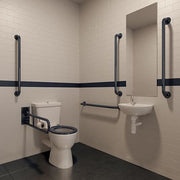 Bathcenter Doc M Pack with Stainless Steel, Blue, Grey or White Grab Rails - Push Button Cistern - Blue