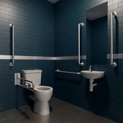 Bathcenter Doc M Pack with Stainless Steel, Blue, Grey or White Grab Rails - Push Button Cistern - Stainless steel