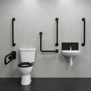 Bathcenter Luxury Doc M Pack with Black Grab Rails - Push Button Cistern
