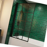 Black Framed Single Straight Bath Screen - Black Wall Profile