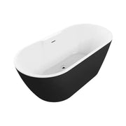 Black Freestanding Bath with Shower Mixer Taps, Basin Tap, Toilet and Pedestal Basin