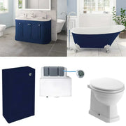 Blue Freestanding Bath with Vanity Unit, Toilet Unit, Pan and Concealed Cistern