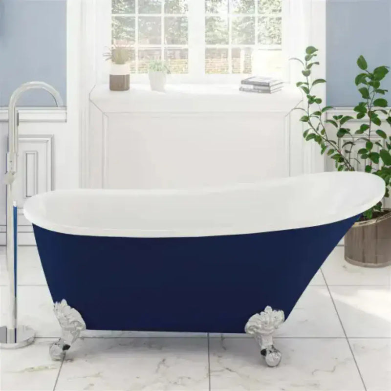 Blue Freestanding Bath with Vanity Unit, Toilet Unit, Pan and Concealed Cistern