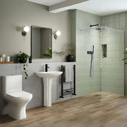 Brass Cedare Walk In Shower Room Pack with 8mm Wet Room Screen (various sizes), Toilet, Basin & Tap