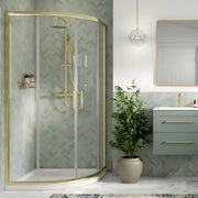 Brushed Brass 900 x 900mm Quadrant Shower Enclosure, 2 Doors