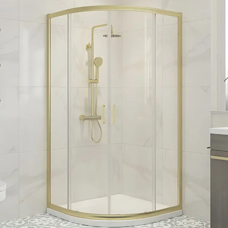 Brushed Brass 900 x 900mm Quadrant Shower Enclosure, 2 Doors