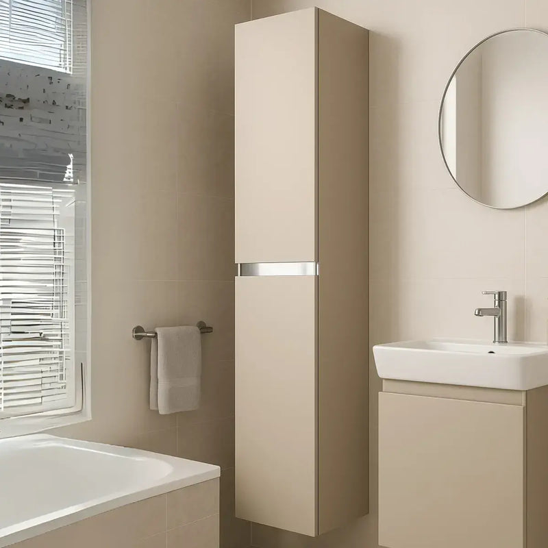 Carmine 300mm 2 Door Wall Hung Tall Unit, Matt Latte