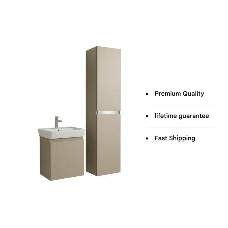 Carmine 300mm 2 Door Wall Hung Tall Unit, Matt Latte