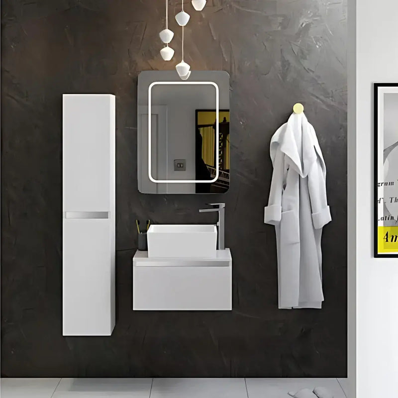 Carmine 300mm 2 Door Wall Hung Tall Unit, Matt Latte