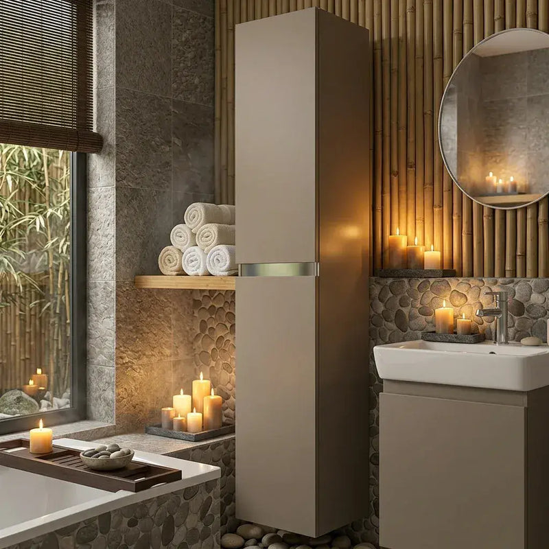 Carmine 300mm 2 Door Wall Hung Tall Unit, Matt Latte