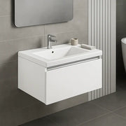Carmine 600 1 Drawer Wall Hung Basin Unit Inc. Basin, White Gloss