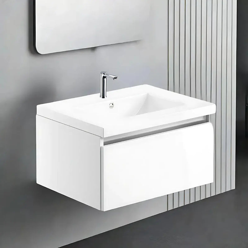 Carmine 600 1 Drawer Wall Hung Basin Unit Inc. Basin, White Gloss