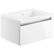 Carmine 600 1 Drawer Wall Hung Basin Unit Inc. Basin, White Gloss