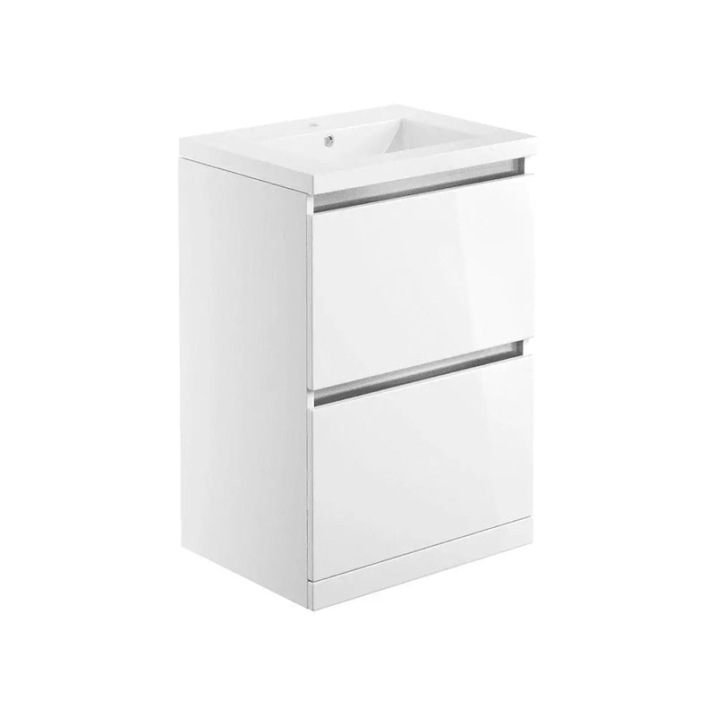 Carmine 600 2 Drawer Floor Standing Vanity Basin Unit White Gloss