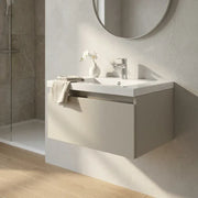 Carmine 615mm 1 Drawer Wall Hung Basin Unit Inc. Basin, Matt Latte