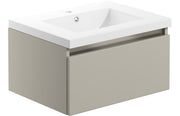 Carmine 615mm 1 Drawer Wall Hung Basin Unit Inc. Basin, Matt Latte
