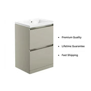 Carmine 615mm 2 Drawer Floor Standing Vanity Basin Unit - Matt Latte