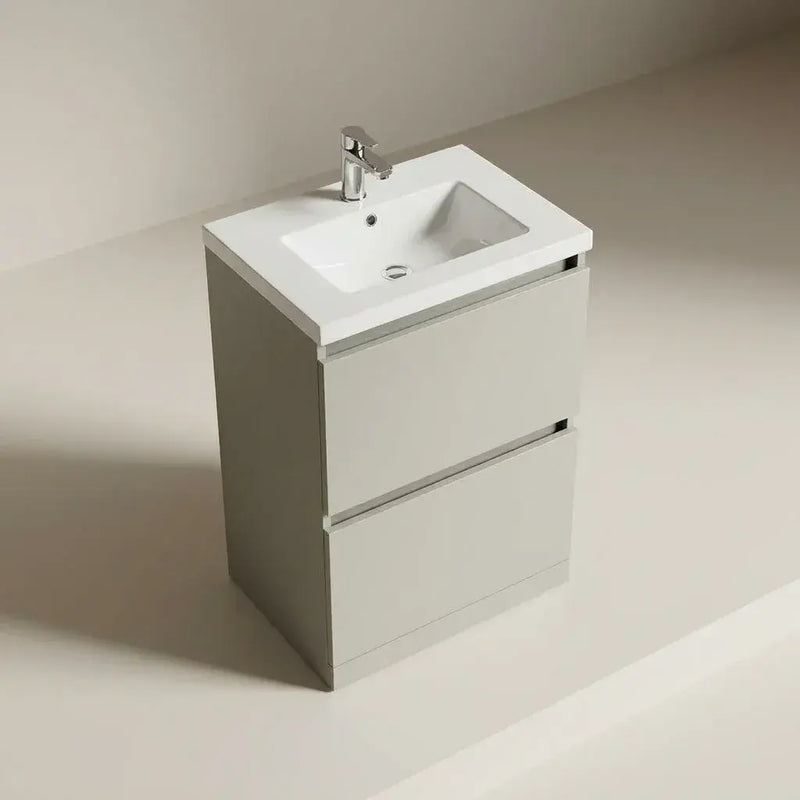 Carmine 615mm 2 Drawer Floor Standing Vanity Basin Unit - Matt Latte