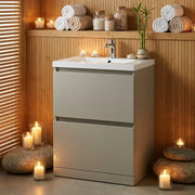 Carmine 615mm 2 Drawer Floor Standing Vanity Basin Unit - Matt Latte