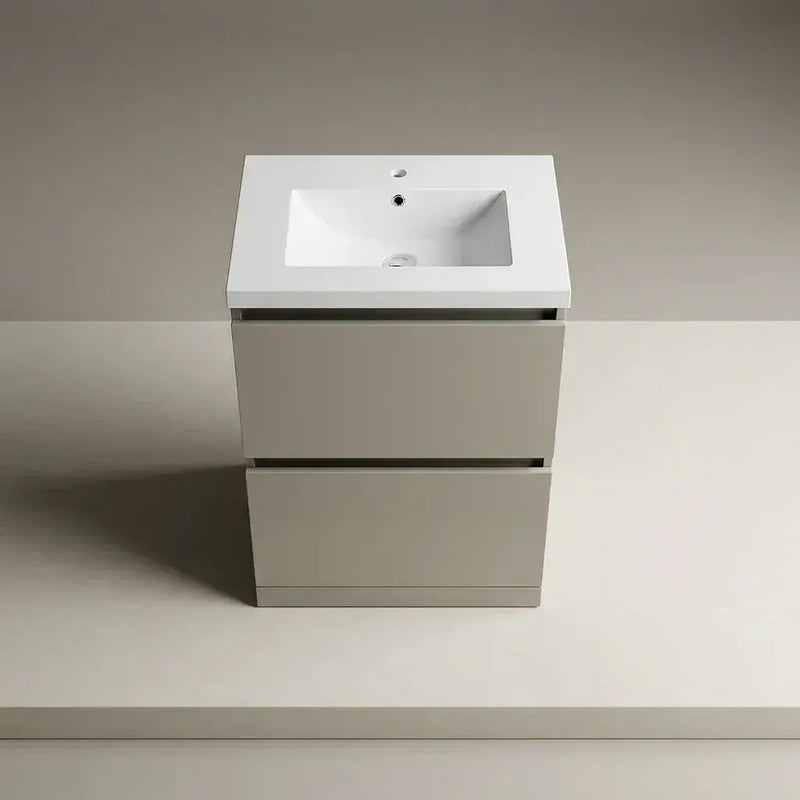 Carmine 615mm 2 Drawer Floor Standing Vanity Basin Unit - Matt Latte