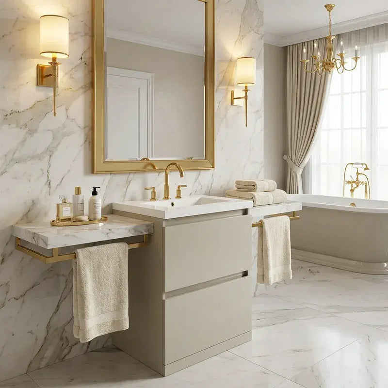 Carmine 615mm 2 Drawer Floor Standing Vanity Basin Unit - Matt Latte