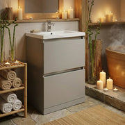 Carmine 615mm 2 Drawer Floor Standing Vanity Basin Unit - Matt Latte