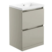 Carmine 615mm 2 Drawer Floor Standing Vanity Basin Unit - Matt Latte