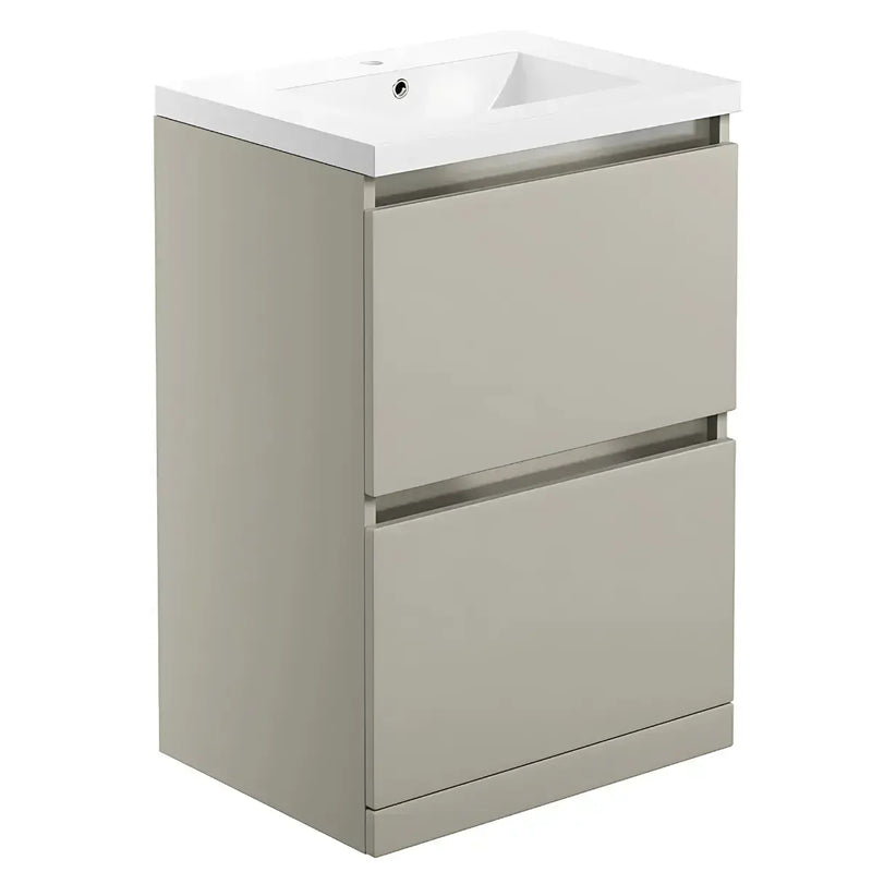 Carmine 615mm 2 Drawer Floor Standing Vanity Basin Unit - Matt Latte