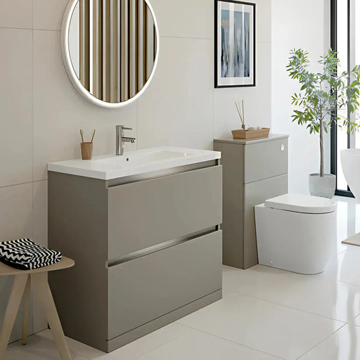 Carmine 800 2 Drawer Floor Standing Basin Unit Inc. Basin, Matt Latte