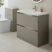 Carmine 800 2 Drawer Floor Standing Basin Unit Inc. Basin, Matt Latte