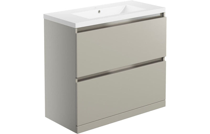Carmine 800 2 Drawer Floor Standing Basin Unit Inc. Basin, Matt Latte