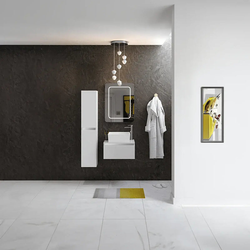Carmine 800mm 1 Drawer Wall Hung Basin Unit Inc. Basin, White Gloss