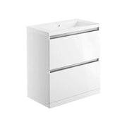 Carmine 815mm 2 Drawer Floor Standing Basin Unit Inc. Basin, White Gloss