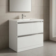 Carmine 815mm 2 Drawer Floor Standing Basin Unit Inc. Basin, White Gloss