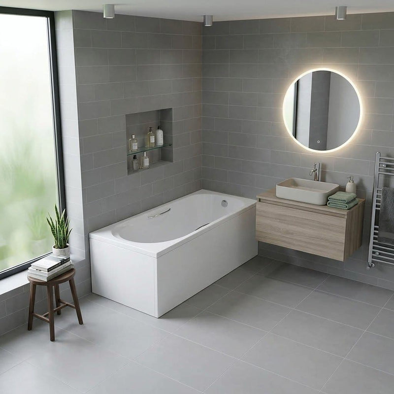 Carron Arc 1500 x 700mm Single Ended Bath With Chrome Grips- Standard & Carronite Options - Carronite