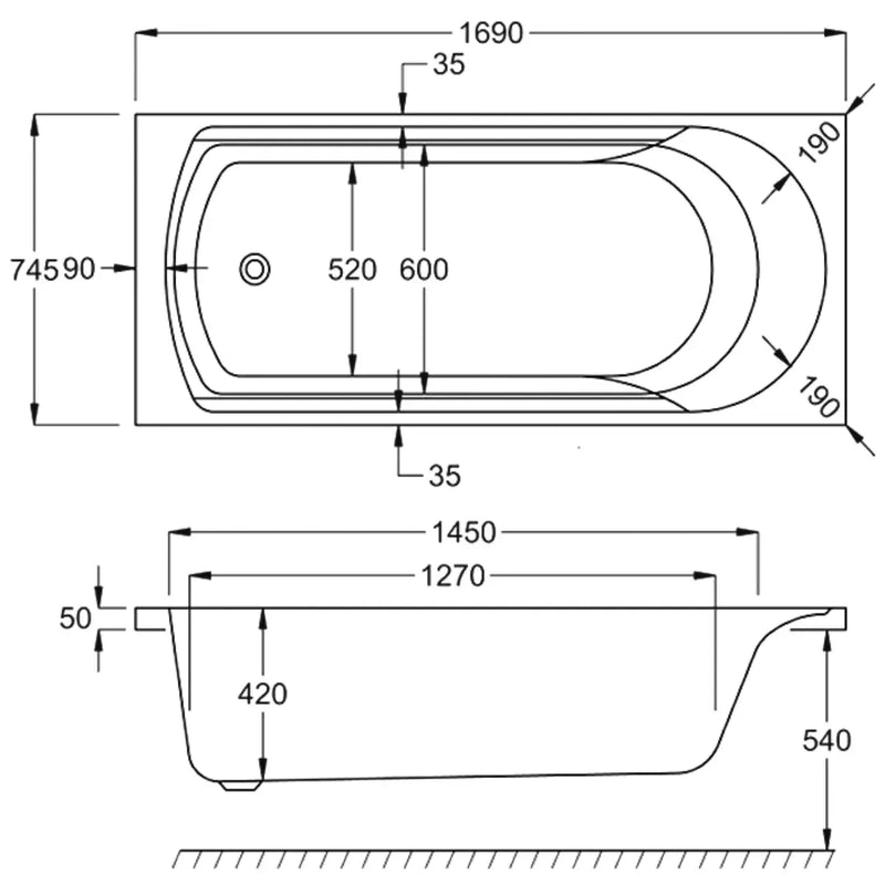 Carron Arc 1700 x 750mm Single Ended Bath - Standard & Carronite Options - Reinforced