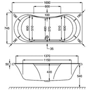 Carron Arc Duo 1700 x 750mm Double Ended Bath - Standard & Carronite Options - Standard