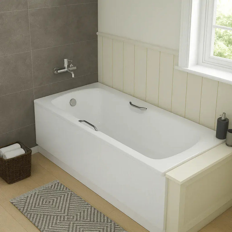Carron Axis 1500 x 700mm Single Ended Bath With Chrome Grips- Standard & Carronite Options - Standard