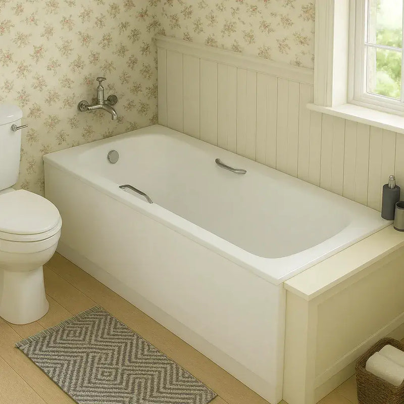Carron Axis 1700 x 700mm Single Ended Bath With Chrome Grips- Standard & Carronite Options - Carronite