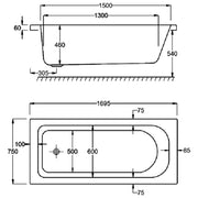 Carron Britannia Classic 1700 x 750mm Single Ended Bath - Standard & Carronite Options - Carronite