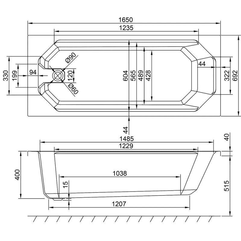 Carron Camden 1650 x 700mm Single Ended Bath - Standard & Carronite Options - Carronite