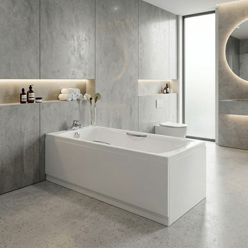 Carron Delta 1650 x 700mm Single Ended Bath With Chrome Grips- Standard & Carronite Options - Standard